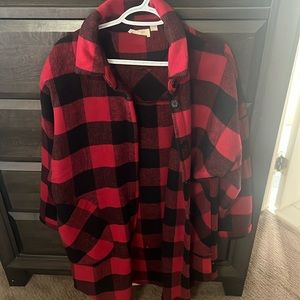 Long RD Style shacket in buffalo plaid never worn